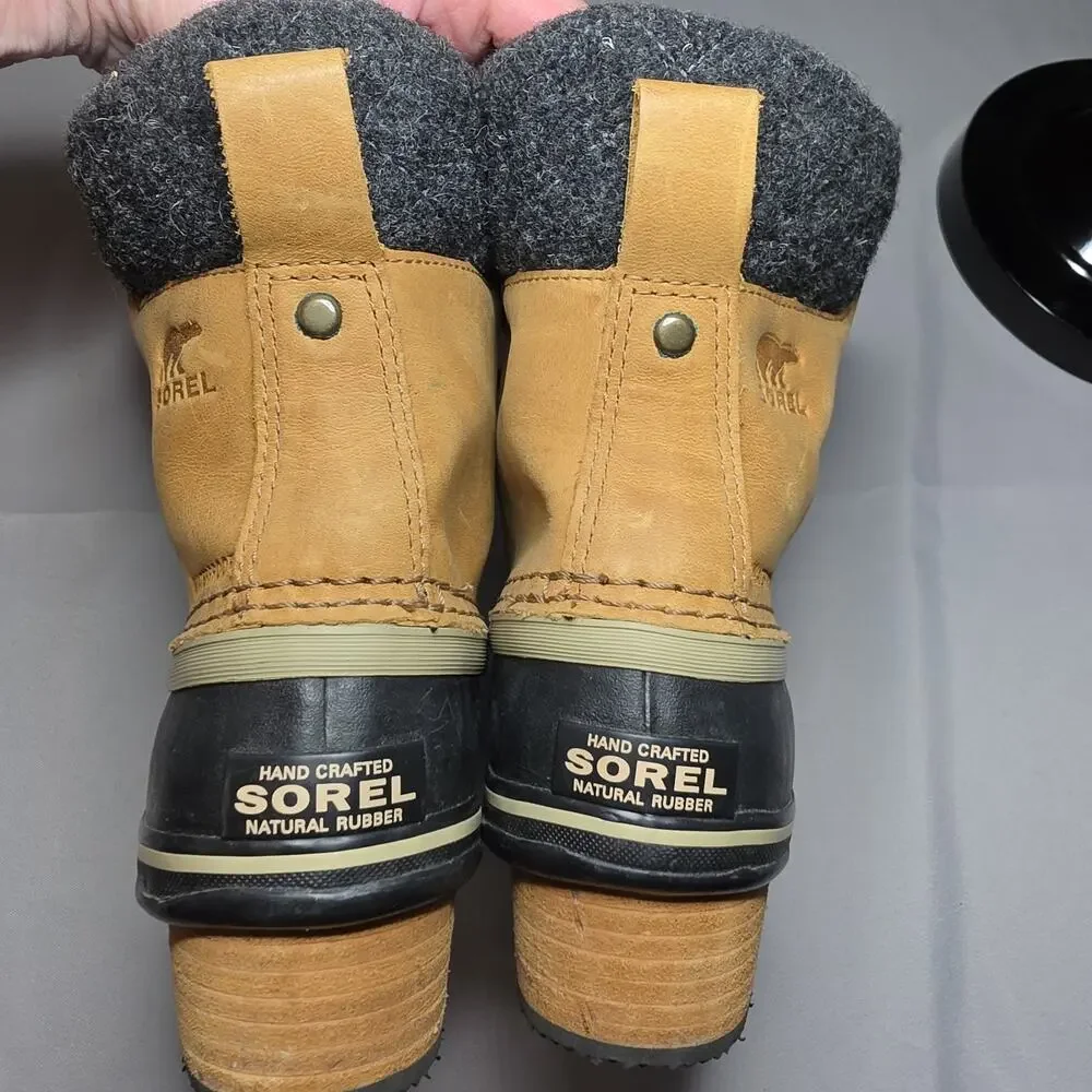 Sorel Women's Slimpack II Boot SZ 6.5 Duck Tan Leather Waterproof Lace Up Wool